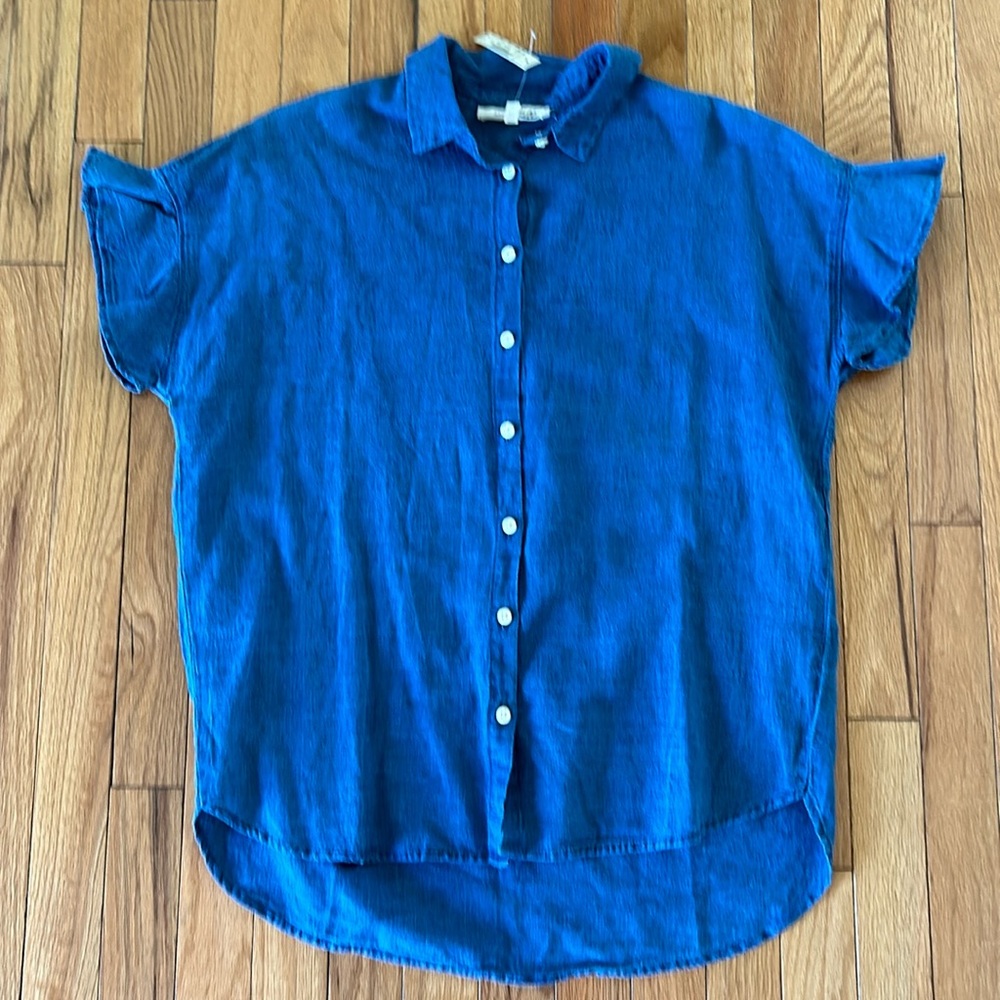 Madewell blue button up top size small